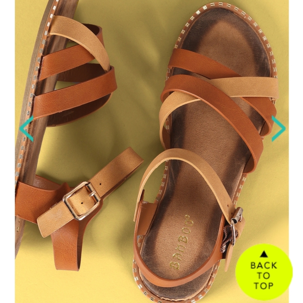 ISO Bamboo two tone strappy sandals